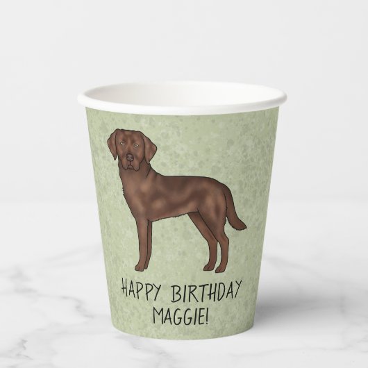 Chocolade Labrador Retriever Lab Happy Birthday Papieren Bekers (Voorkant)