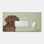 Chocolade Labrador Retriever Lab Hond met naam Bureaumat (Keyboard & Muis)