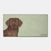 Chocolade Labrador Retriever Lab Hond met naam Bureaumat (Voorkant)