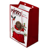 Chocolade Labrador Retriever Puppy Dog Kerstmis Medium Cadeauzakje (Achterkant Gekanteld)