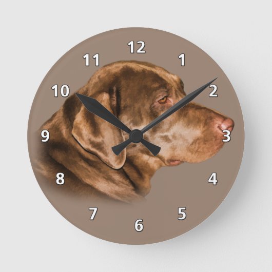 Chocolade Labrador Retriever Ronde Klok (Voorkant)