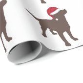 Chocolade Labrador Retriever Santa Hat Kerstmis Cadeaupapier (Rol Hoek)