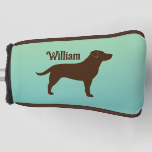 Chocolade Labrador Retriever Silhouet met Naam Golfheadcover