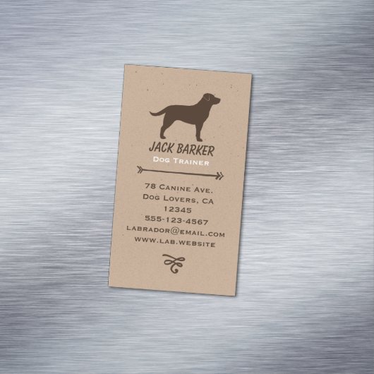 Chocolade Labrador Retriever Silhouette Magnetisch Visitekaartje (Voorbeeld)