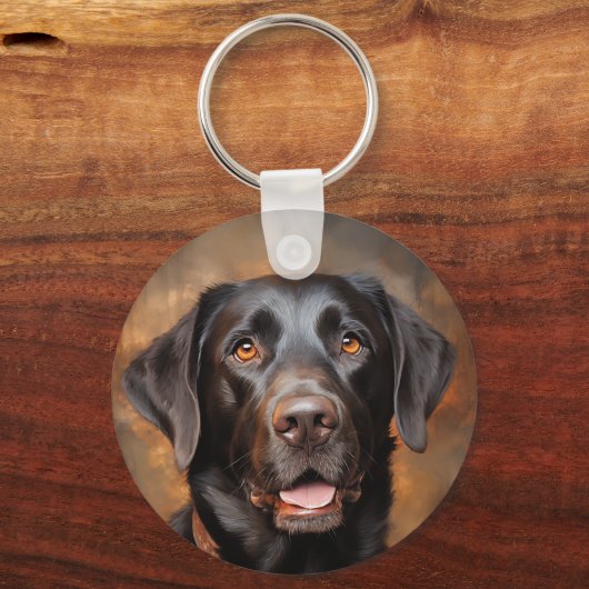 Chocolade Labrador Retriever Sleutelhanger (Voorkant)