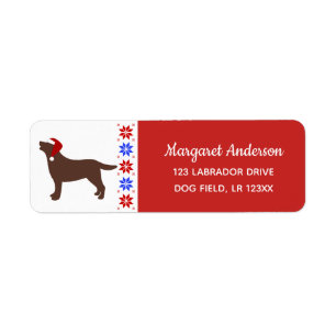 Chocolade Labrador Silhouette Santa Kerstrood Etiket
