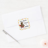 Chocolade Labrador Student 1 Cartoon Vierkante Sticker (Envelop)