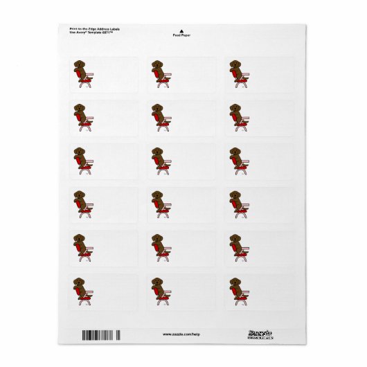 Chocolade Labrador Student 3 Cartoon Etiket (Full Sheet)
