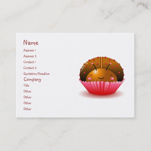Chocolade Ladybug Cupcake Visitekaartje (Voorkant)