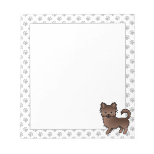 Chocolade Langhaar Chihuahua Cartoon Hond & Pootje Notitieblok