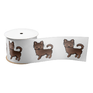 Chocolade Langhaar Chihuahua Schattige Cartoon Hon Lint