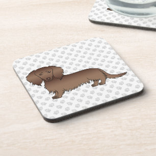 Chocolade Langharige Dachshund Cartoon Hond & Poot Bier Onderzetter