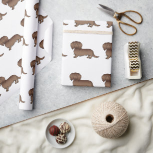 Chocolade Langharige Dachshund Cute Hond Patroon Cadeaupapier