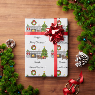 Chocolade Langharige Dachshund - Kerst Kamer Cadeaupapier