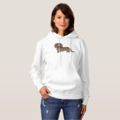 Chocolade Langharige Dachshund Schattige Cartoon H Hoodie (Voorkant volledig)