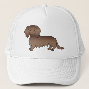 Chocolade Langharige Dachshund Schattige Cartoon H Trucker Pet