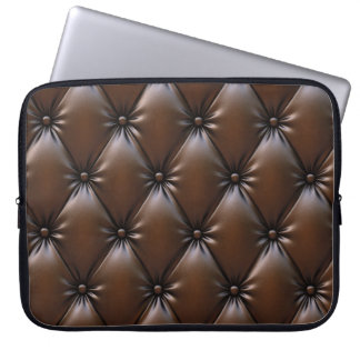 Chocolade leer: luxe bekledingstextuur laptop sleeve