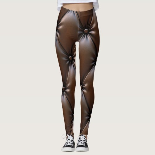 Chocolade leer: luxe bekledingstextuur leggings (Voorkant)