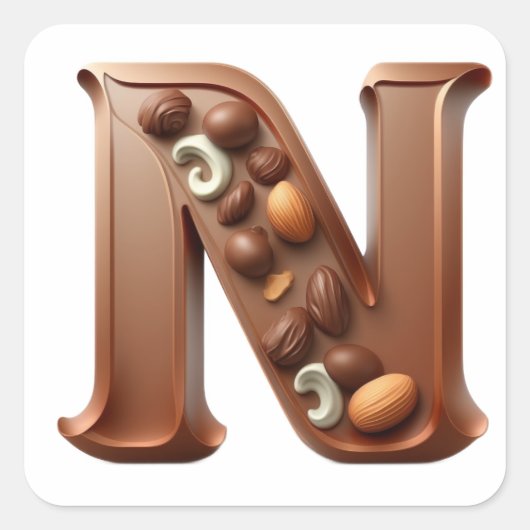 Chocolade letter N stickers (Voorkant)