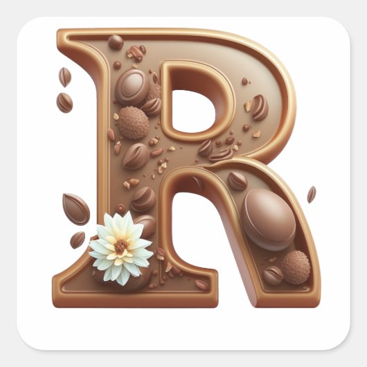 Chocolade letter R stickers (Voorkant)