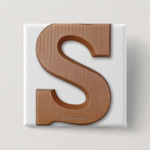 Chocolade letter s vierkante button 5,1 cm