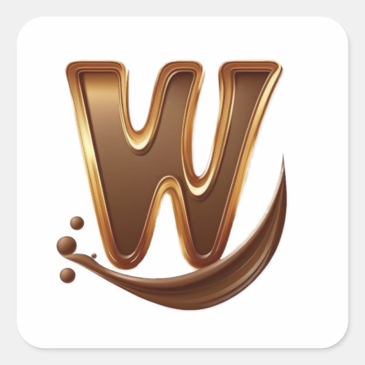 Chocolade letter W sticker (Voorkant)