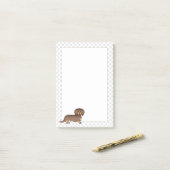 Chocolade & Lichtbruine Langharige Dachshund Hond Post-it® Notes (Op bureau)