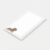 Chocolade & Lichtbruine Langharige Dachshund Hond Post-it® Notes (Schuin)