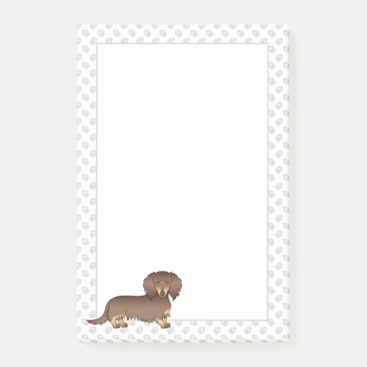 Chocolade & Lichtbruine Langharige Dachshund Hond Post-it® Notes (Voorkant)