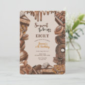 Chocolade lief verjaardagsfeestje kaart (Staand voorkant)