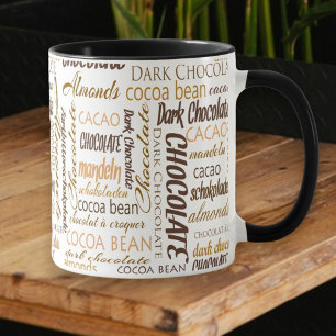 Chocolade Lover Multilingual Typography Collage Mok