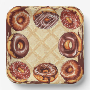 Chocolade lover's papier bord, Chocolade donut Papieren Bordje