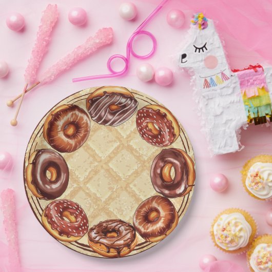 Chocolade lover's papier bord, Chocolade donut Papieren Bordje (Feest)