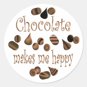 Chocolade maakt me gelukkig ronde sticker