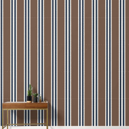 Chocolade & Marineblauwe Dubbele Rugby Streep Behang