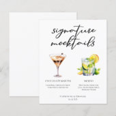 Chocolade Martini Mojito Bruiloft Mocktails Menu (Voorkant / Achterkant)