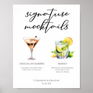 Chocolade Martini Virgin Mojito Mocktails Menu Poster