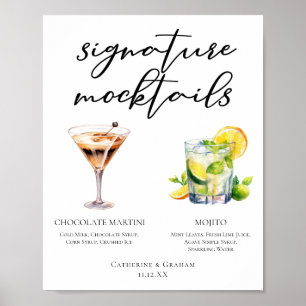 Chocolade Martini Virgin Mojito Mocktails Menu Poster
