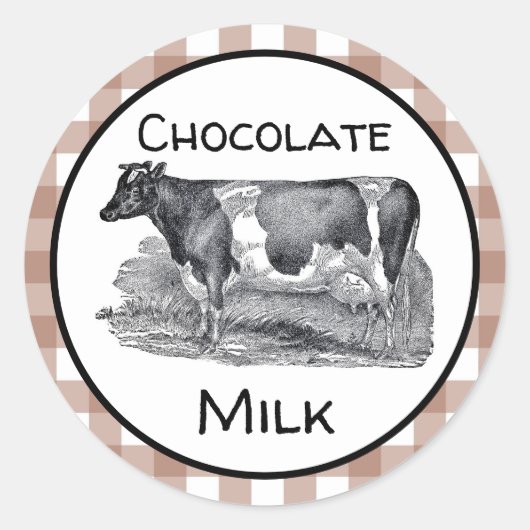 Chocolade Melk Label Bruin en Wit Gingham (Voorkant)