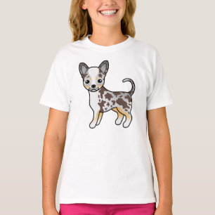 Chocolade Merle Gladharige Chihuahua Cartoon Hond T-shirt