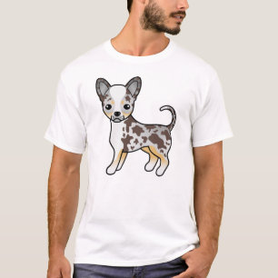 Chocolade Merle Gladharige Chihuahua Cartoon Hond T-shirt