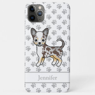 Chocolade Merle Gladharige Chihuahua Hond & Naam iPhone 11 Pro Max Hoesje