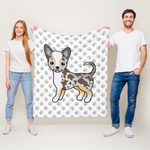 Chocolade Merle Gladharige Chihuahua Hond & Pootje Fleece Deken