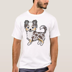 Chocolade Merle Lange Vacht Chihuahua Cartoon Hond T-shirt