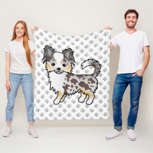 Chocolade Merle Lange Vacht Chihuahua Hond & Pootj Fleece Deken