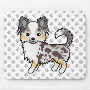 Chocolade Merle Langharige Chihuahua Hond & Pootje Muismat