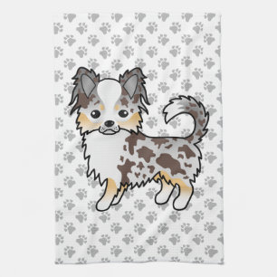 Chocolade Merle Langharige Chihuahua Hond & Pootje Theedoek