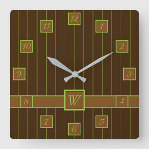Chocolade met Limoen Pinstripes Clock Vierkante Klok