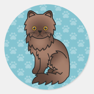 Chocolade Met Oranje Ogen Perzische Kat Ronde Sticker