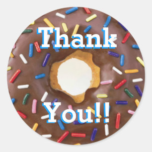 Chocolade met Sprinkles Donut Dank je Ronde Sticker